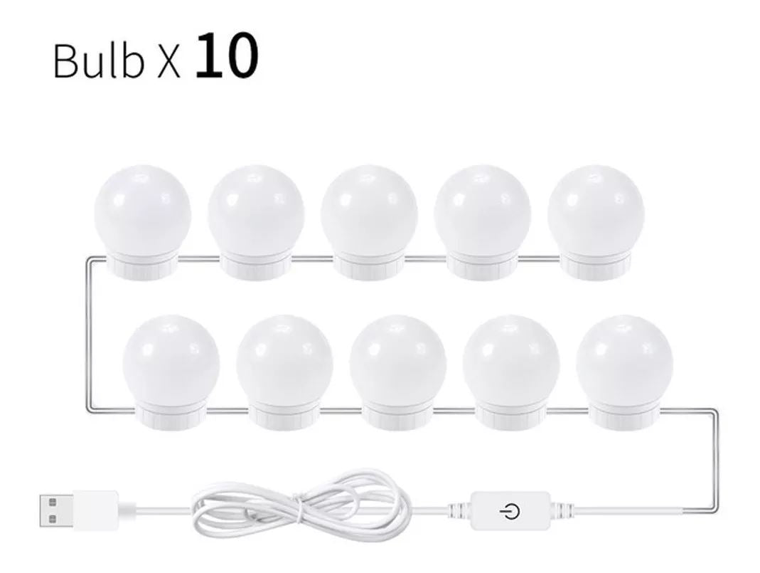 Kit De 10 Luces Led Para Espejo, Carga por USB / 50547 Cupoclick 